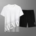 CT Summer Three-Piece Set Ice Silk Long Pants Casual Youth Sports Suit Men's Short Sleeve T-Shirt Shorts Trendy_voghion.com