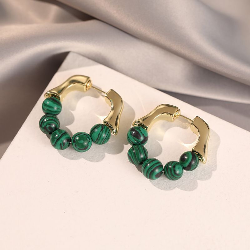 French vintage turquoise niche design high level cold wind earrings_voghion.com