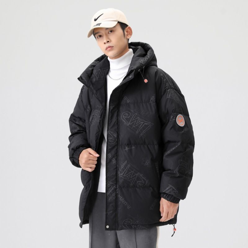 Chaqueta con capucha para hombre, invierno 2023, nueva chaqueta de plumón con estampado completo para parejas, Chaqueta corta de plumón de pato blanco para hombre y mujer_voghion.com