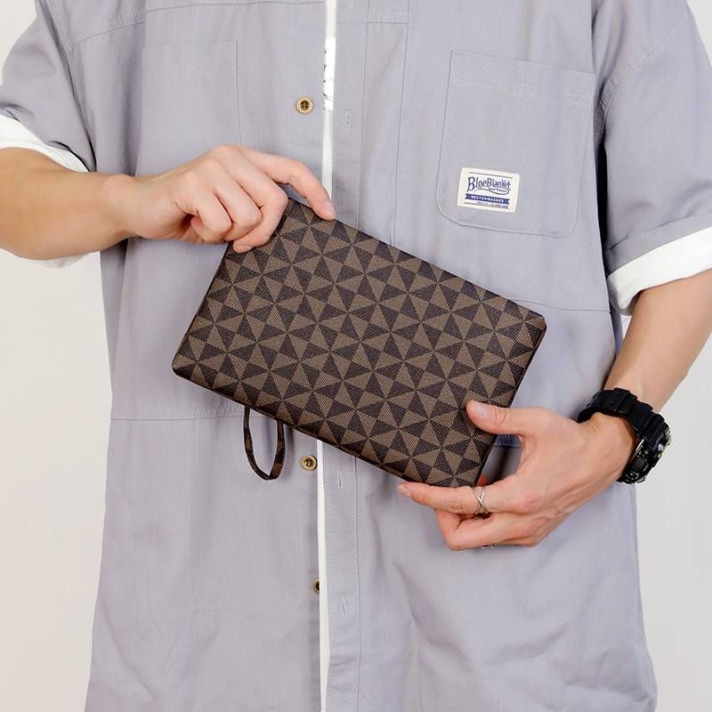 Herren Handtasche Business große Kapazität neue karierte Handtasche Hand Umschlag lässig Mode Temperament_voghion.com