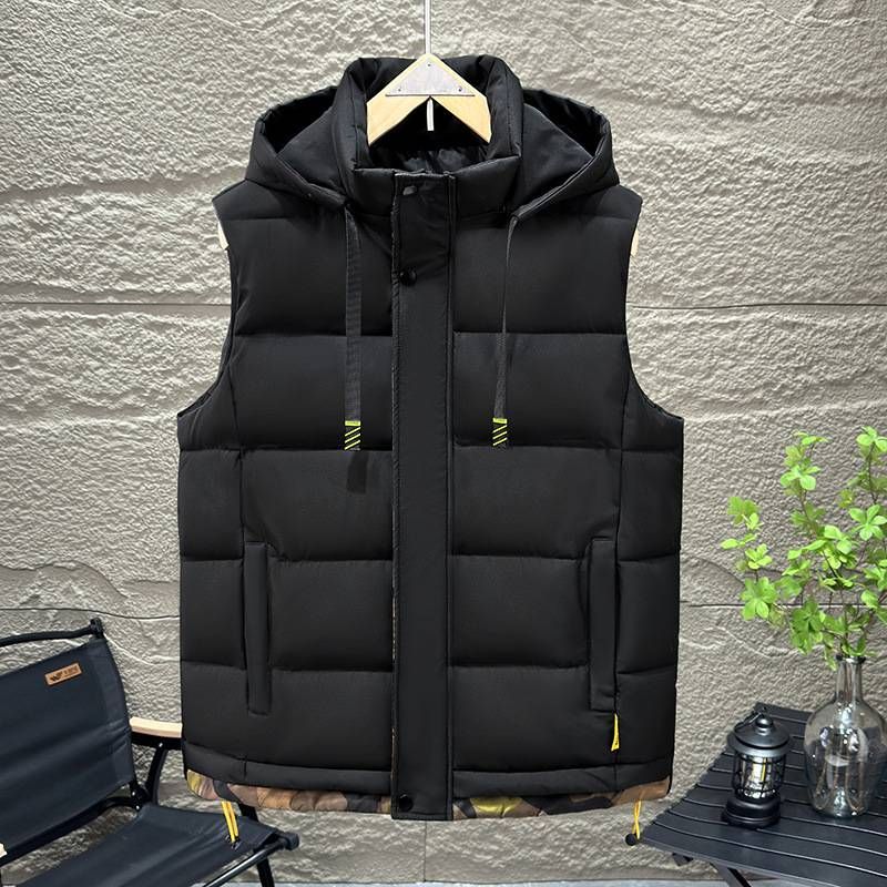 Herrenbekleidung Baumwollweste mit Kapuze Weste Jacke_voghion.com