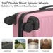 Luggage Sets ABS Hardshell 3pcs Luggage, Lightweight Durable Suitcase Sets Spinner Wheels Suitcase With TSA Lock 20''24''28'' Available(Pink)_voghion.com