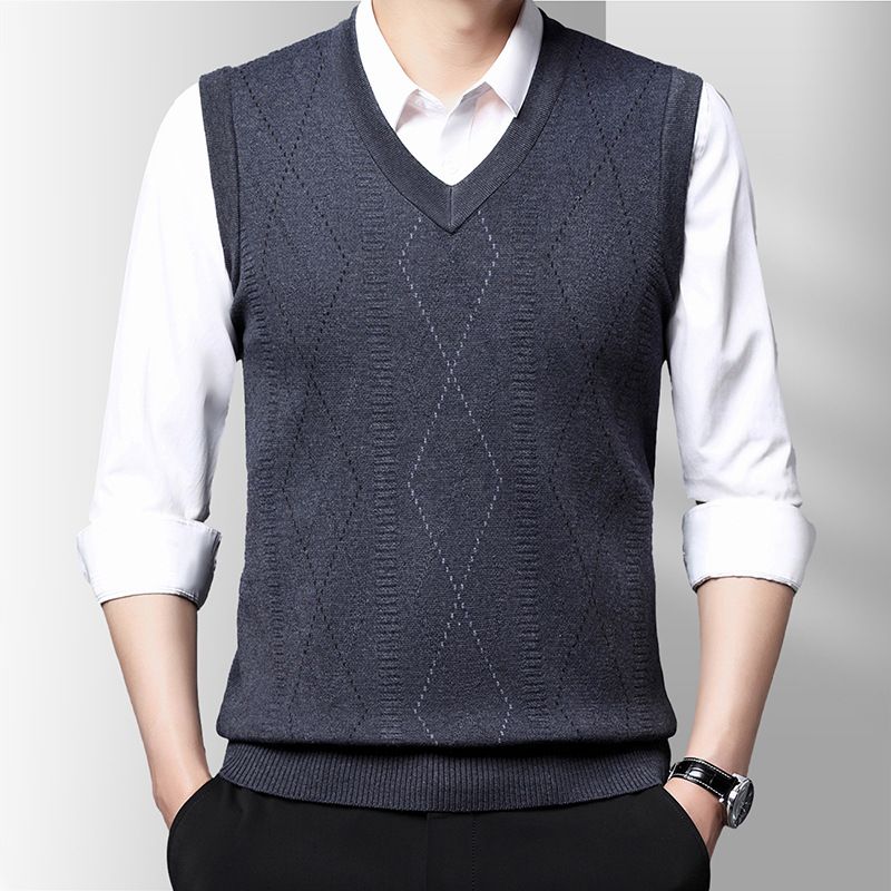 ​Ärmelloser Pullover für Herren, Strickweste, dickes, warmes Winter-Schichtstück für Freizeit- und Bürokleidung​_voghion.com