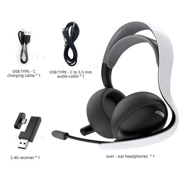 2.4 GHz Wireless Gaming Headset For PS5 PS4 PC, Bluetooth Headphones With Retractable Microphone, 40mm Voice Coil, 50H Playtime_voghion.com