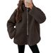 Women's Winter Fleece Coat With High Neck, Oversized Loose Fit, Warm And Cozy, Solid Color, Casual Elegance For Fall And Winter_voghion.com