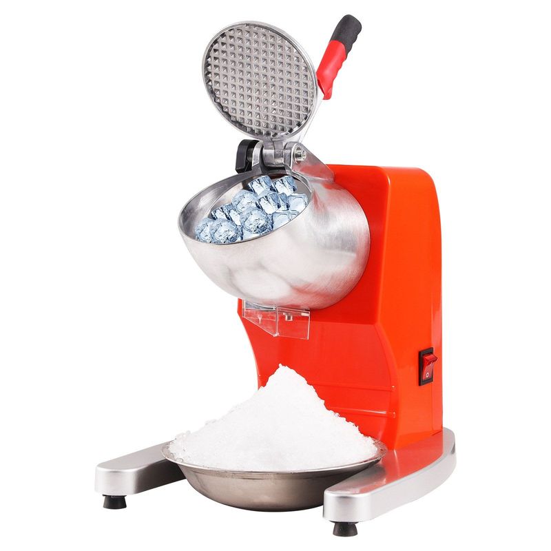 VEVOR Ice Crushers Machine, 220lbs Per Hour Electric Snow Cone Maker With 4 Blades, Stainless Steel Shaved Ice Machine With Cover And Bowl, 300W Ice Shaver Machine For Home And Commercial Use, Orange_voghion.com