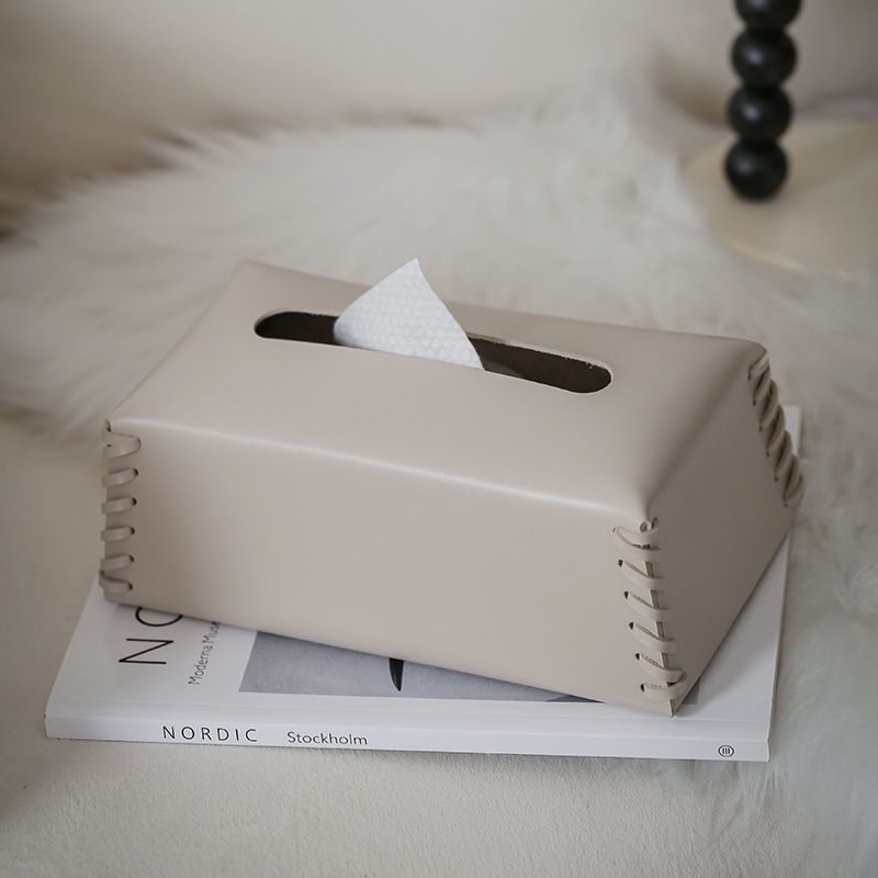 Paper tissue box, leather living room, light luxury style, high-end design sense, coffee table, table decoration, household use_voghion.com