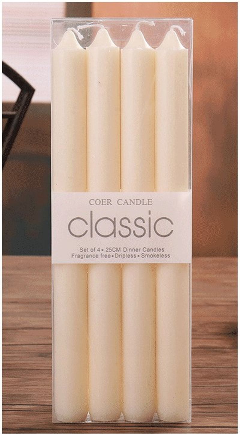 4 pieces/box straight rod candles, European style red and white long rod candles, candlelight, dinner, Western restaurant column wax_voghion.com