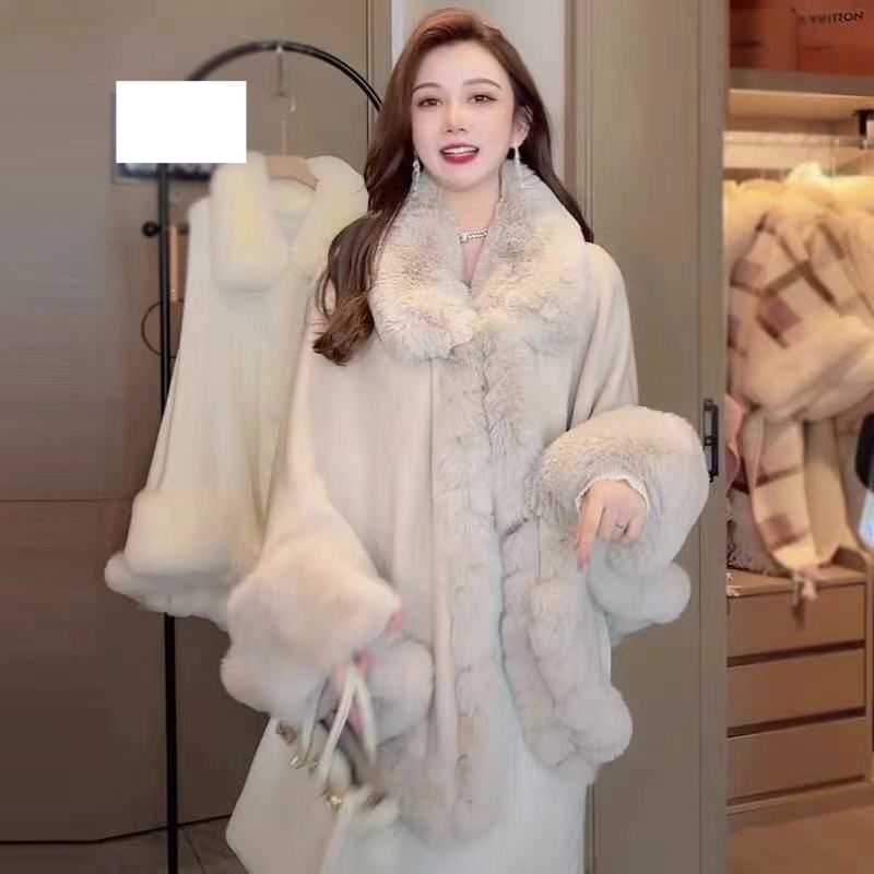 Karusnahast krae keep cape kapuutsiga kardigan pluss-size mantel_voghion.com