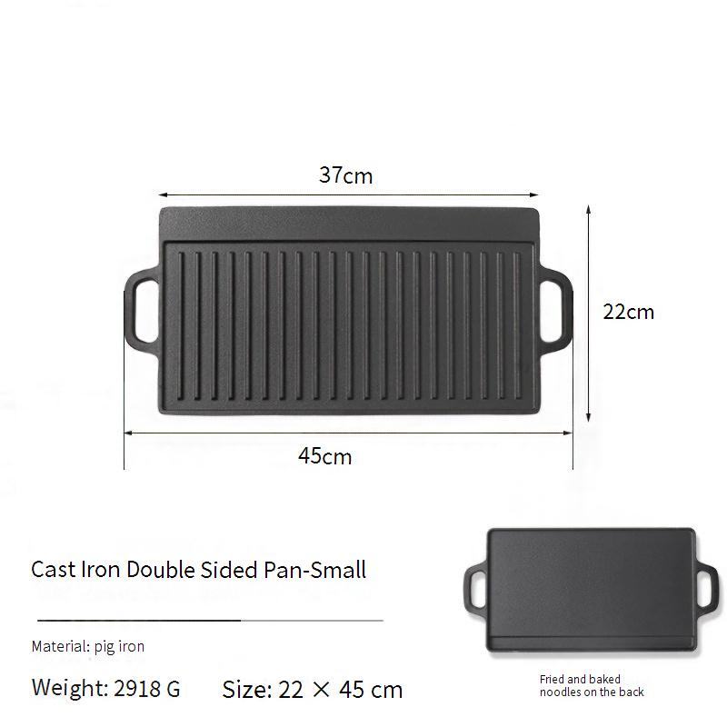 Double-Sided BBQ Grill Pan - Camping & Indoor Use For Gas/Induction Stoves (Non-Stick & Heavy Duty For Steak & Grilling)​_voghion.com