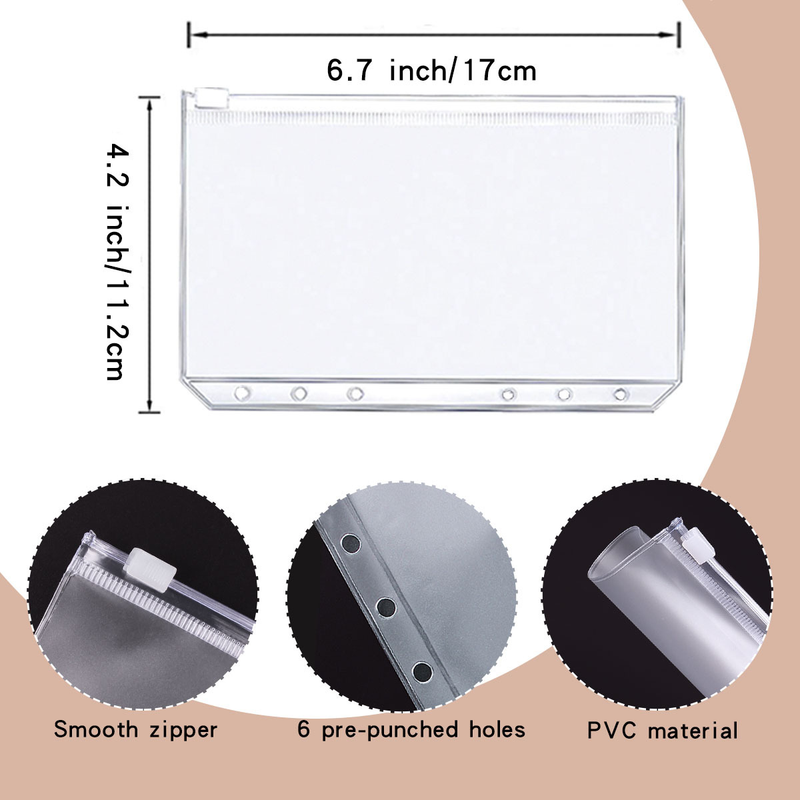 Refillable Notebooks A6 Binder Zipper Bag Macaron Notebook Leather PU Loose Leaf Cash Budget Handbook_voghion.com