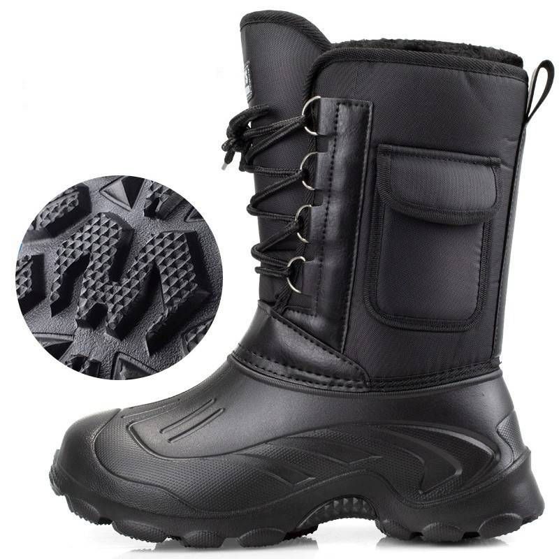 Stivali da neve invernali da uomo – Scarpe da pesca impermeabili in EVA con fodera in pile e suola antiscivolo (nero/blu/verde, calzano piccole)_voghion.com