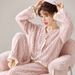 Lässiger und bequemer Pyjama für Herbst und Winter, Loungewear-Set aus dickem Fleece_voghion.com