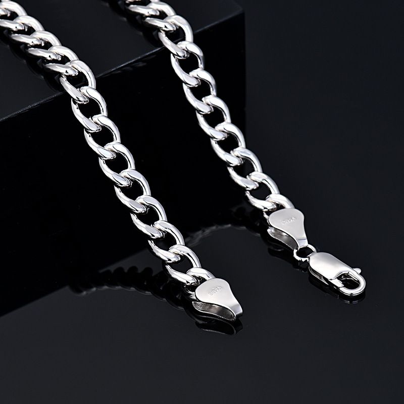 Collana cubana in argento Sterling Hip Hop, di alta qualità, versatile, con chiusura singola audace, accessorio di personalità per uomo._voghion.com