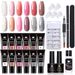 15ml Nail Extension Gel Set - With Nail Forms & Double-Head Brush | UV-Cured Crystal Extension Gel Kit_voghion.com