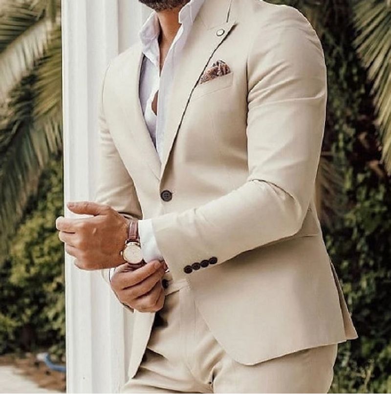 Men's suit Business casual suit Men's two-piece groomsman wedding banquet suit_voghion.com