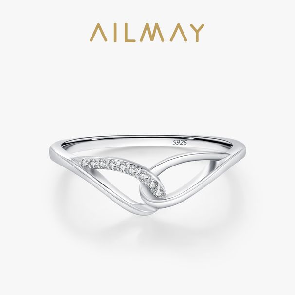 Anello Mobius in argento sterling con croce e ala intarsiata con diamanti per donna, luce di nicchia, elegante e di alta qualità_voghion.com