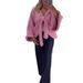 Women's Lace-Up Knit Sweater – Oversized Loose Fit Pullover With Ribbed Cuffs (Pink, XS-XXXL)_voghion.com