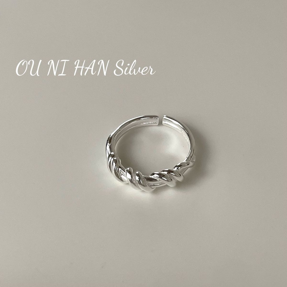 Anello Oni Han S in argento sterling coreano INS, semplice e popolare, con fascia avvolgente e vite, per donna_voghion.com