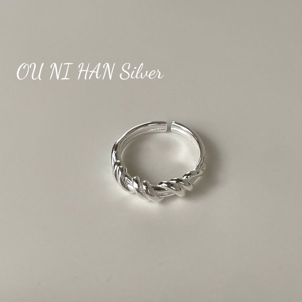 Anello Oni Han S in argento sterling coreano INS, semplice e popolare, con fascia avvolgente e vite, per donna_voghion.com