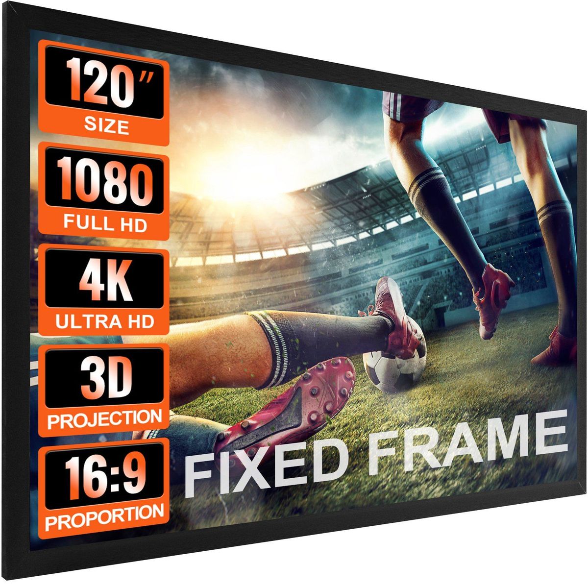 VEVOR Projection Screen 120inch 16:9 Movie Screen Fixed Frame 3D Projector Screen For 4K HDTV Movie Theater Home_voghion.com