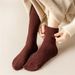 Verlängerte Wollsocken Damenstrümpfe Herbst und Winter warm plus samtgepolsterte Handtuchsocken wadenhohe Röhrenstrümpfe für Damen_voghion.com