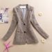 Blazer alla moda a due bottoni per donna - Giacca casual slim fit con scollo a V, colore grigio/cachi (taglie dalla M alla XXXL)_voghion.com