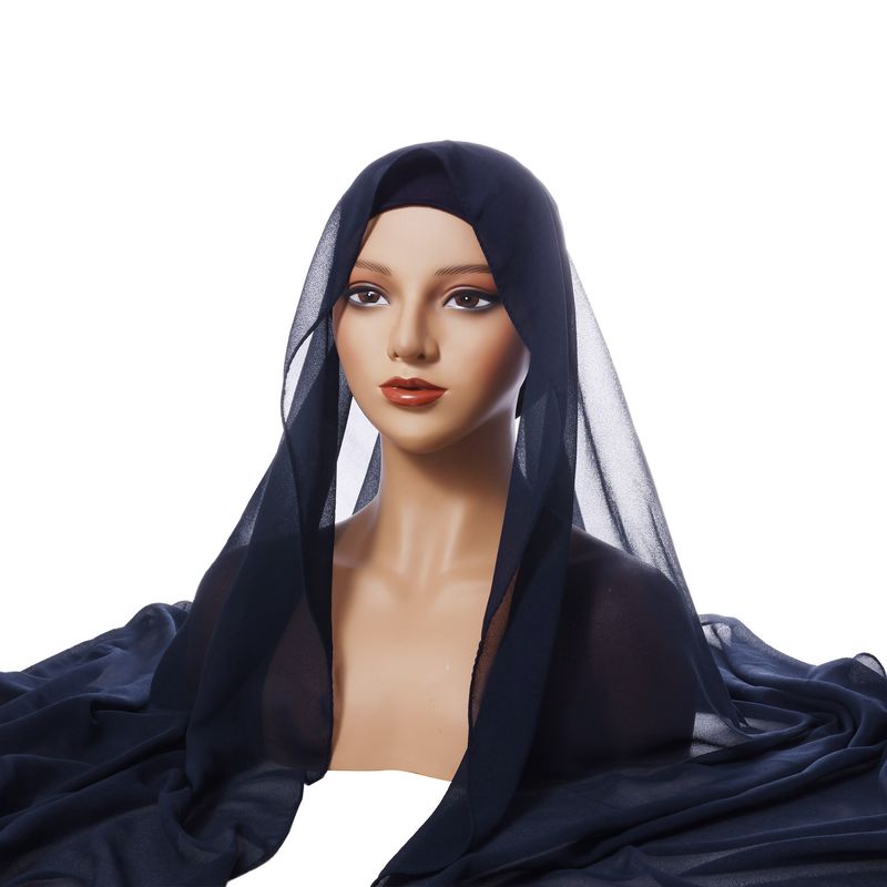 Women’s Clothing New chiffon turban pleated drawstring hat set single color pearl chiffon turban pleated bottom hat combination_voghion.com