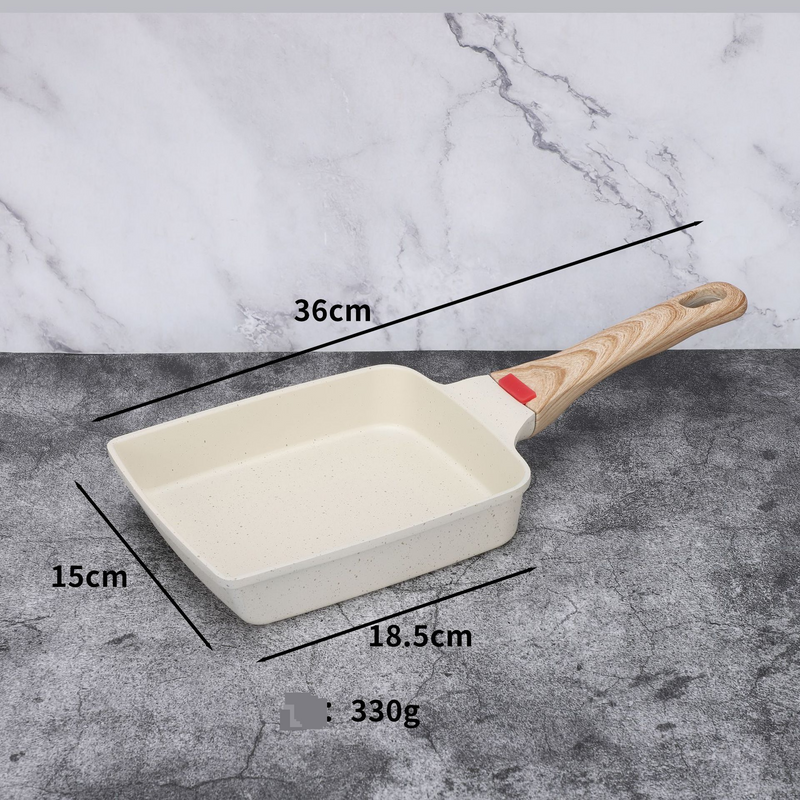 Frigideira antiaderente Tamagoyaki sensível à temperatura doméstica, frigideira para rolinho primavera, bife quadrado, frigideira de pedra Maifan para café da manhã_voghion.com
