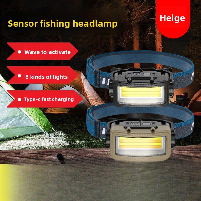 New Model Induction Strong Light Night Fishing Long-range Rechargeable Headlamp Outdoor Camping LED High-brightness_voghion.com