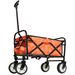 Minimeetall Colorful Collapsible Foldable Wagon Cart With Strapping System, Beach Wagon ,Utility Wagon Grocery Cart Camping Shopping Sports Gardeing Fishing Supports 225lbs,orange Leaf_voghion.com