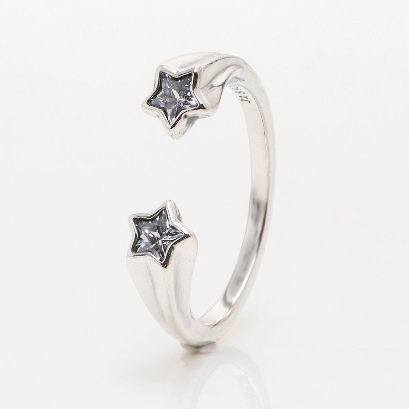 Anello aperto da donna con stella a cinque punte, placcato in argento, stile meteorite, alla moda e di lusso, regalo per San Valentino._voghion.com