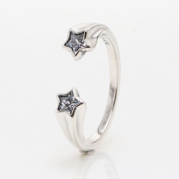 Anello aperto da donna con stella a cinque punte, placcato in argento, stile meteorite, alla moda e di lusso, regalo per San Valentino._voghion.com