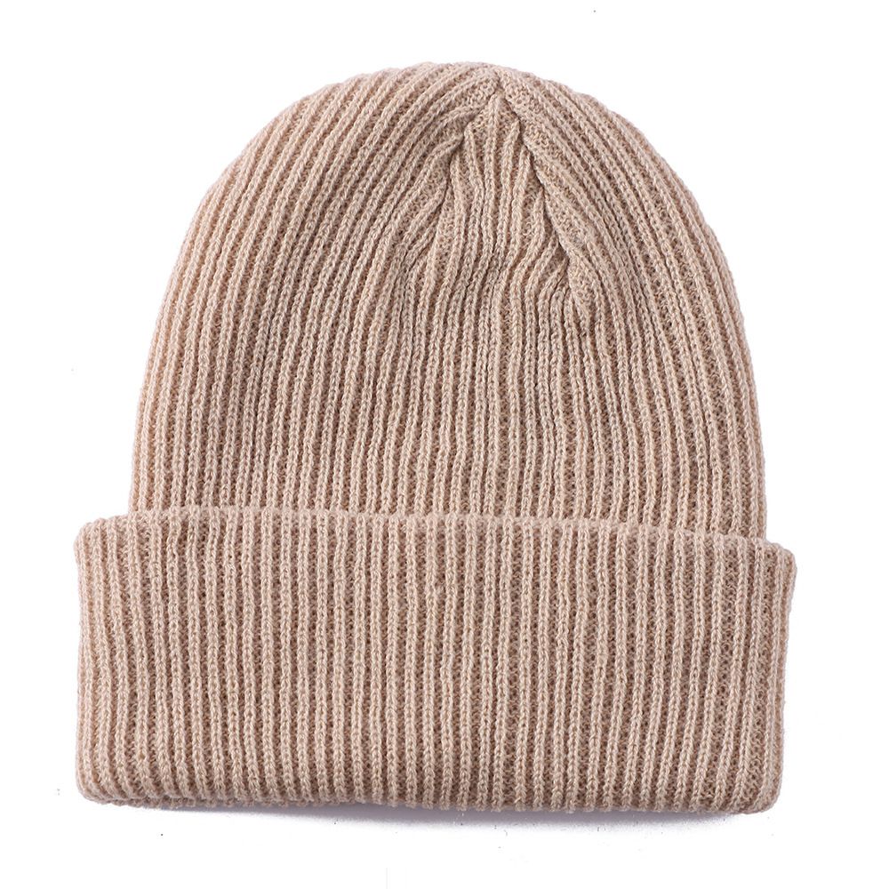 Cappello lavorato a maglia semplice alla moda per autunno e inverno, cappello di lana per esterni, uomo e donna, cappello caldo all'ingrosso, tinta unita_voghion.com