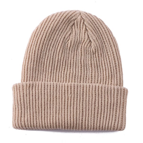 Cappello lavorato a maglia semplice alla moda per autunno e inverno, cappello di lana per esterni, uomo e donna, cappello caldo all'ingrosso, tinta unita_voghion.com
