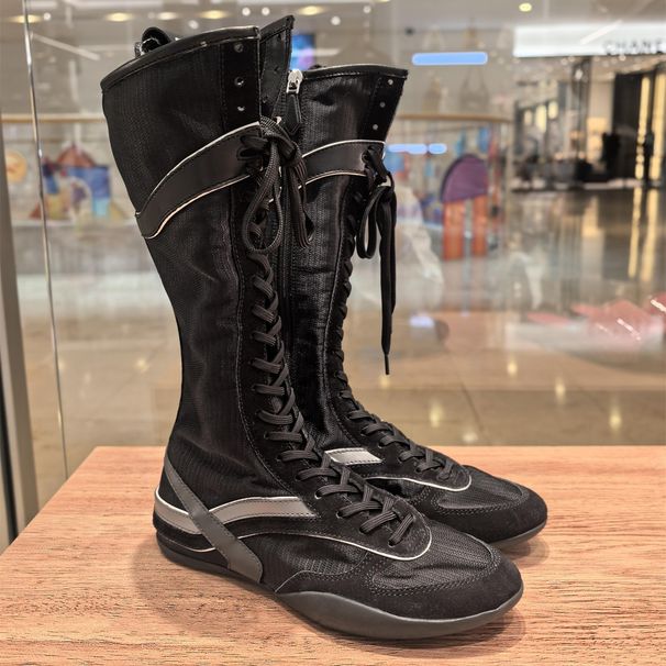 Damskie buty bokserskie z owczej skóry ~ Oryginalna skóra Miękka podeszwa Sportowe buty treningowe Myśliwskie Bokserskie Kolorowy blok Długie buty Martin do połowy łydki_voghion.com