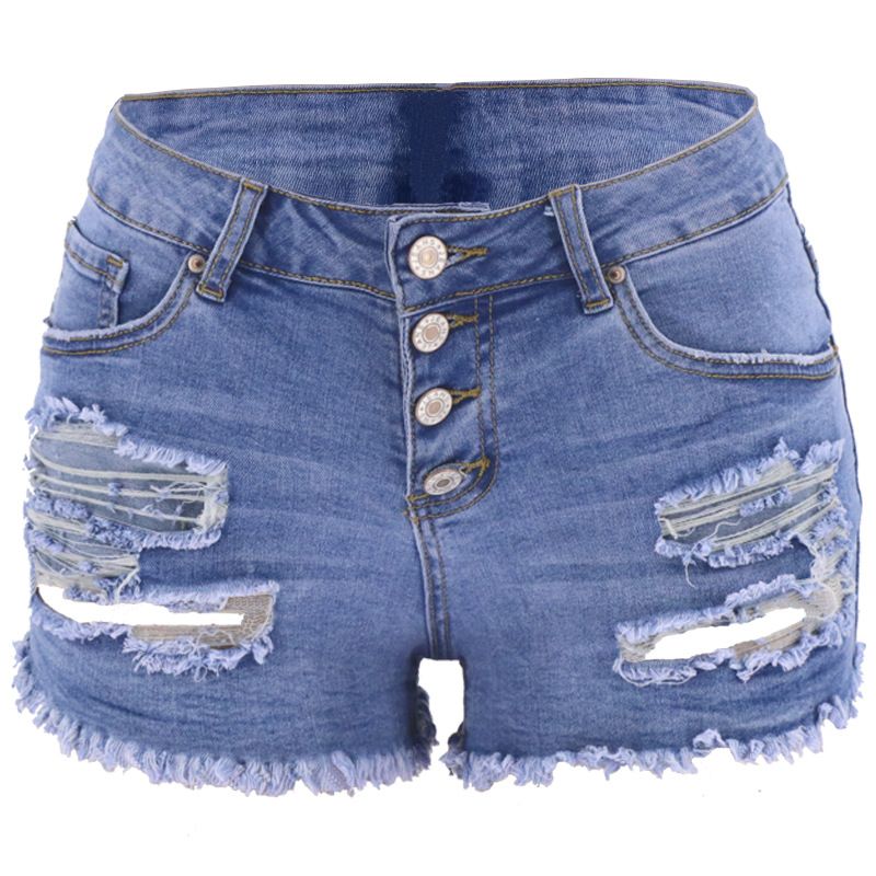 Women's Clothing Shorts New Arrivals Slim Washed Women's Denim Ripped Shorts_voghion.com