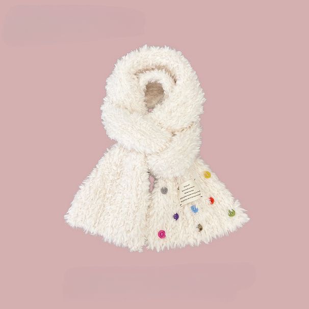 Designer's Colorful Button Plush Autumn Winter Warm Mesh Red Scarf For Warmth And Thickening Cute Knitted Hat_voghion.com