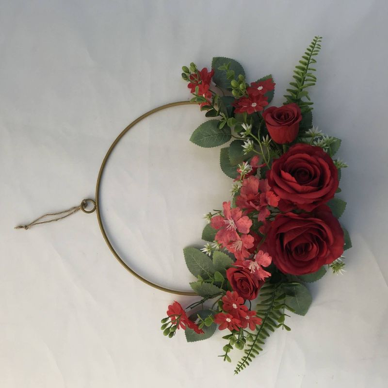 Corona floral primaveral: decoración sencilla y fresca para colgar en la puerta durante todo el año, ideal para Pascua, bodas y el hogar (ligera, resistente a la decoloración, lista para colgar)_voghion.com