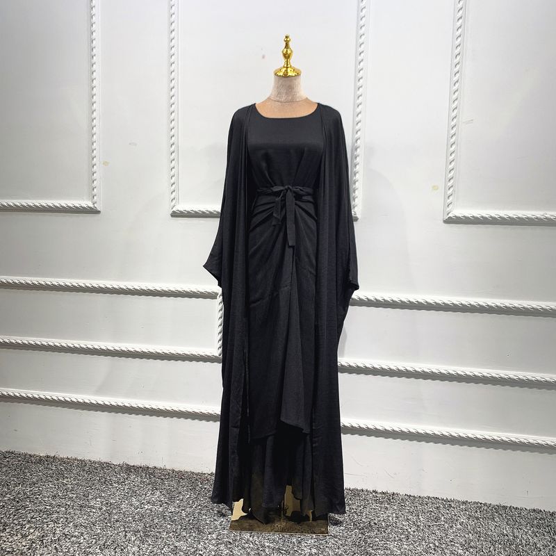 Damenbekleidung, muslimische Damen-Burka, türkische Strickjacke, Robe, einfarbig, dreiteiliges Set, muslimische Abaya_voghion.com