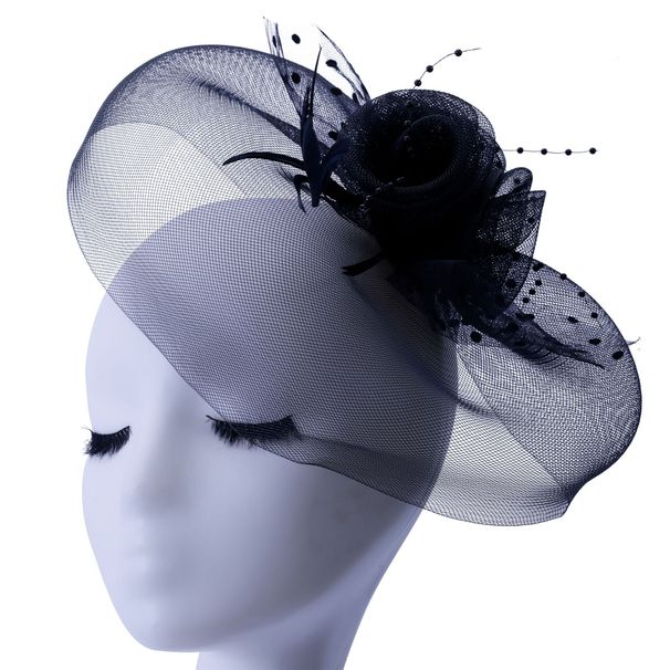 Copricapo da sposa retrò - Accessori per capelli con fiori in rete a metà viso (cappello vintage fatto a mano, copricapo da sposa)_voghion.com
