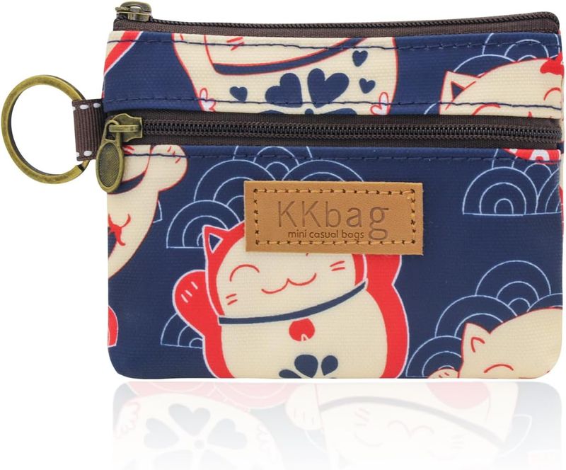 Porte-monnaie, petit porte-monnaie étanche avec fermeture éclair et porte-clés, jolie pochette pour femmes et filles, mini sac de rangement pour pièces de monnaie_voghion.com