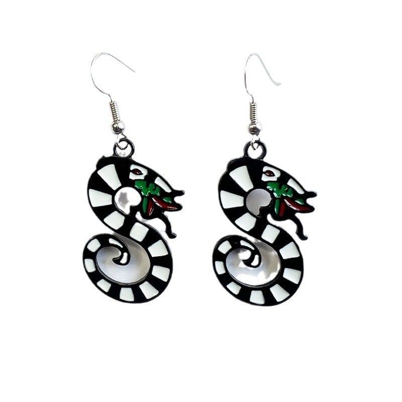 Orecchini a bottone a forma di drago di Halloween, stile gotico esagerato, unici e alla moda, per donna_voghion.com