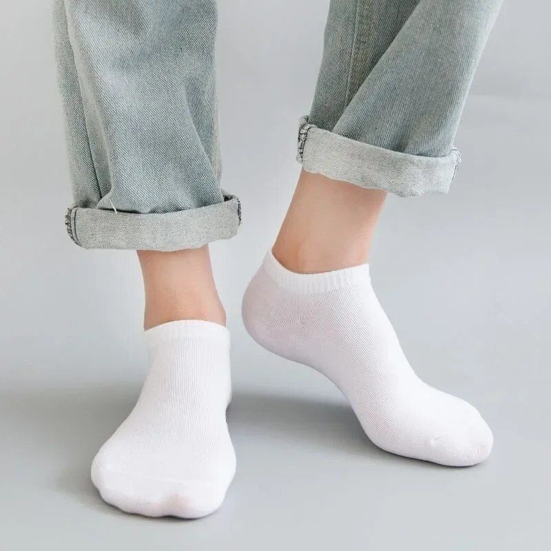 Männer Knöchel Einfarweg Schwaarz Wäiss Gro Atmungsaktiv Kotteng Sportsocken Unisex Héich Qualitéit Fréijoer Summer Männer Kuerz Socken_voghion.com