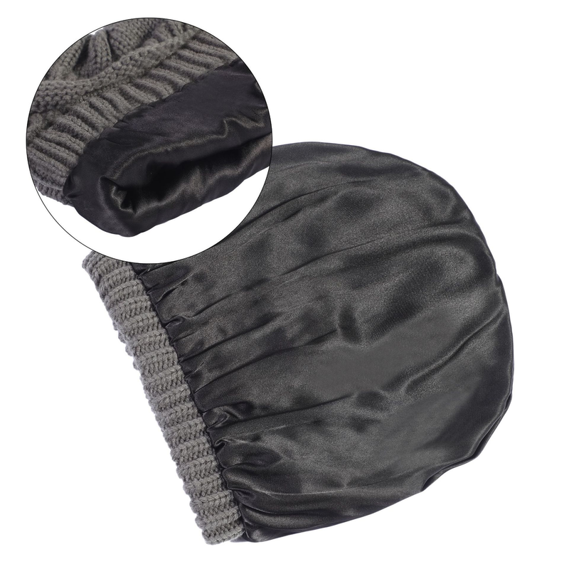 Bonnet tricoté coupe-vent en micro-élastique doublé de satin chaud et design tendance_voghion.com