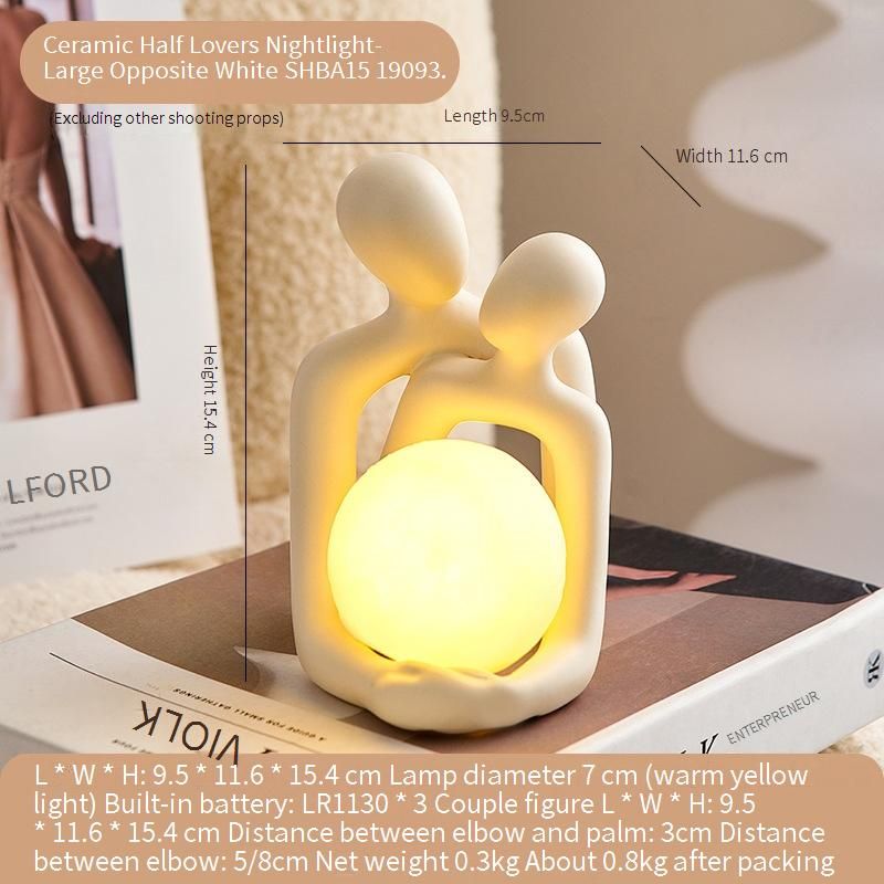 Decoración del hogar, arte figurativo abstracto nórdico, adornos de pareja, pequeña luz de noche, decoración para el hogar, sala de estar, dormitorio, entrada, regalo de cumpleaños_voghion.com