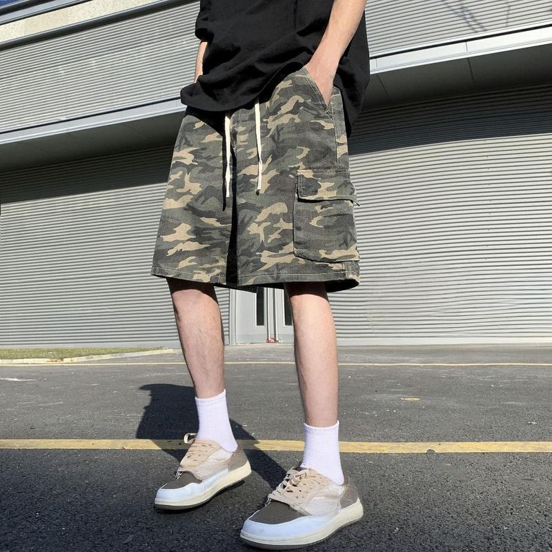 Men's Clothing Retro Camouflage Shorts High Street Multi Pocket Straight Overalls Trendy Loose Versatile Shorts_voghion.com