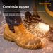 Men Special Work Shoes High-End With Cowhide Leather Upper, Anti-Smash And Anti-Puncture Steel Toe, Mid-Top Slip-On Men's Safety Shoes For Work_voghion.com