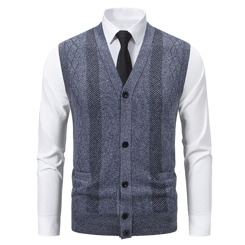 Men's Clothing Men's Slim Fit V-Neck Fleece Knit Vest - Lightweight, Stylish & Comfortable For Casual Wear (L-XXXL, Grey/Blue/Wine Red)_voghion.com