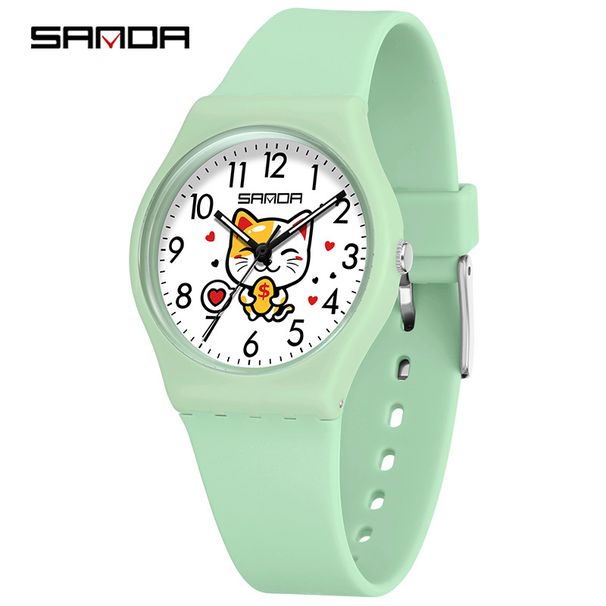 Kids' Cartoon LED Luminous Waterproof Watch With Cute Cat Design, 50m Water Resistance, Soft TPU Strap For Boys And Girls_voghion.com
